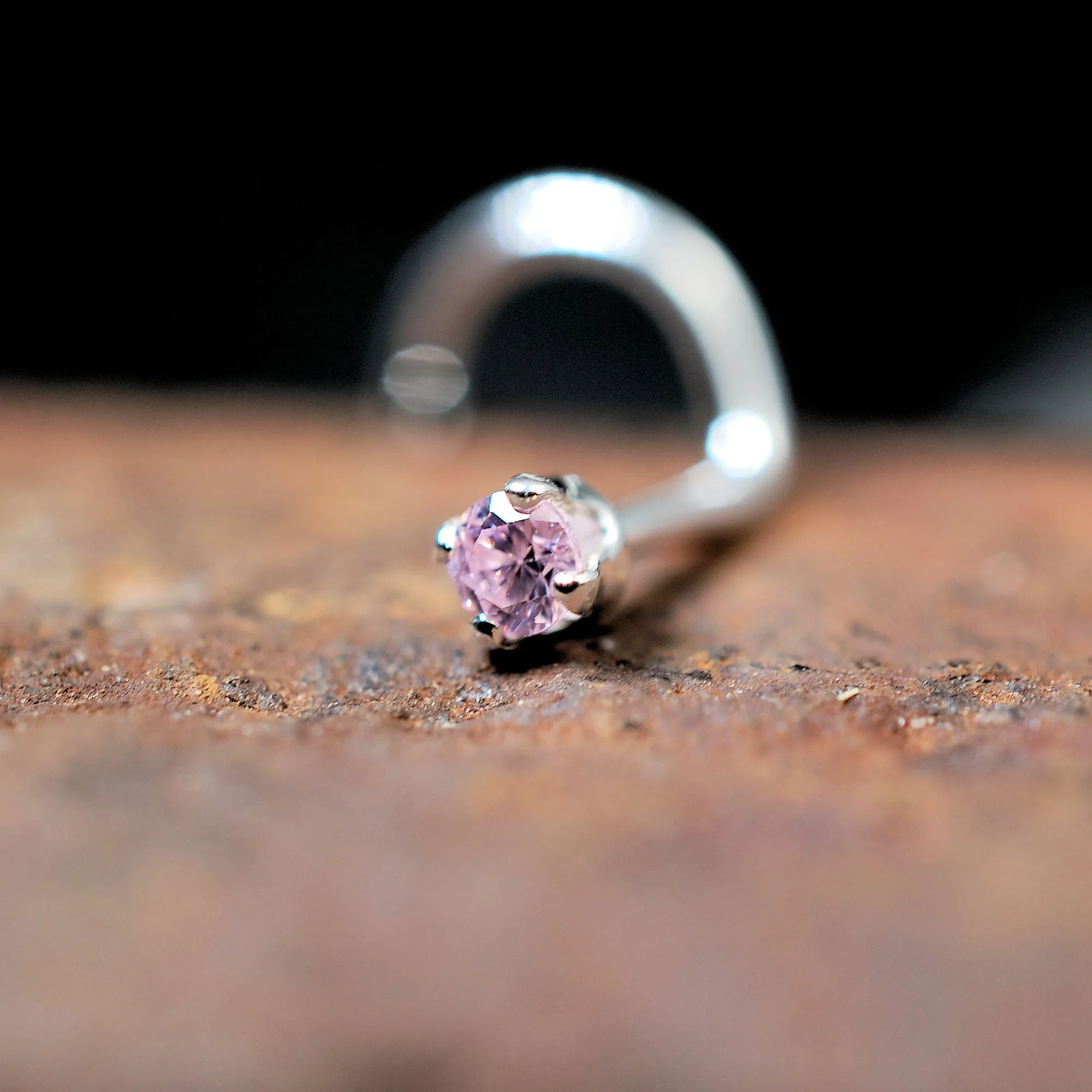 2mm Pink Zirconia Nose Stud