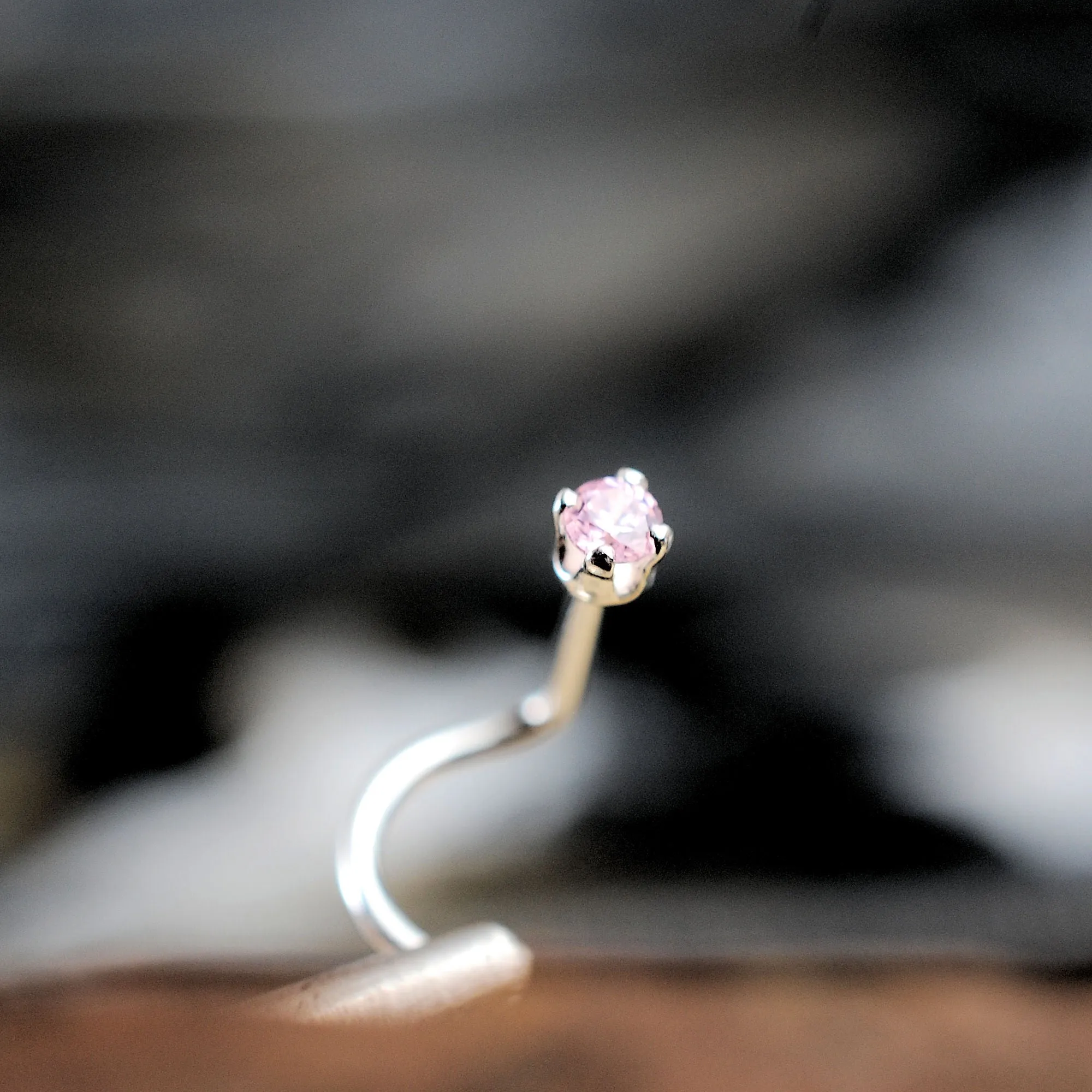 2mm Pink Zirconia Nose Stud