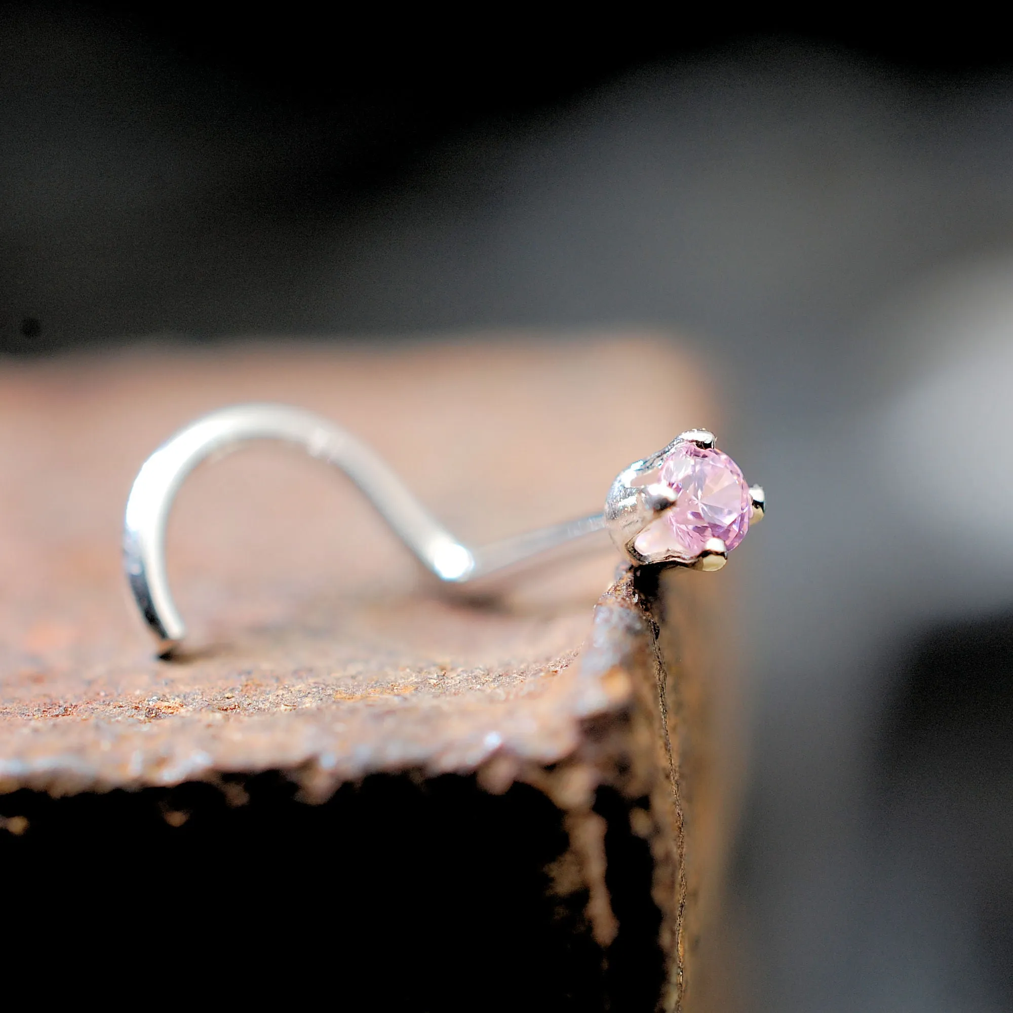 2mm Pink Zirconia Nose Stud