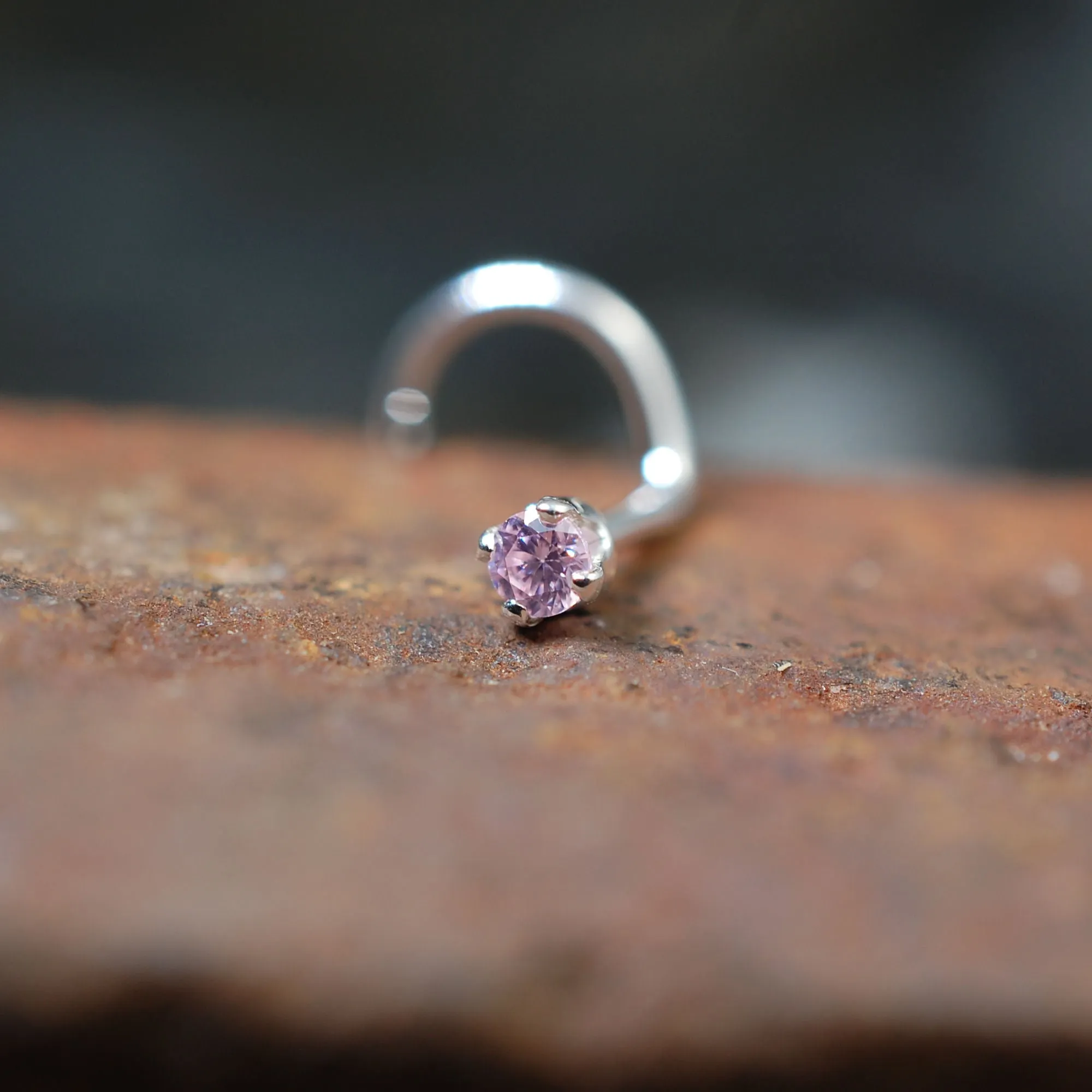 2mm Pink Zirconia Nose Stud