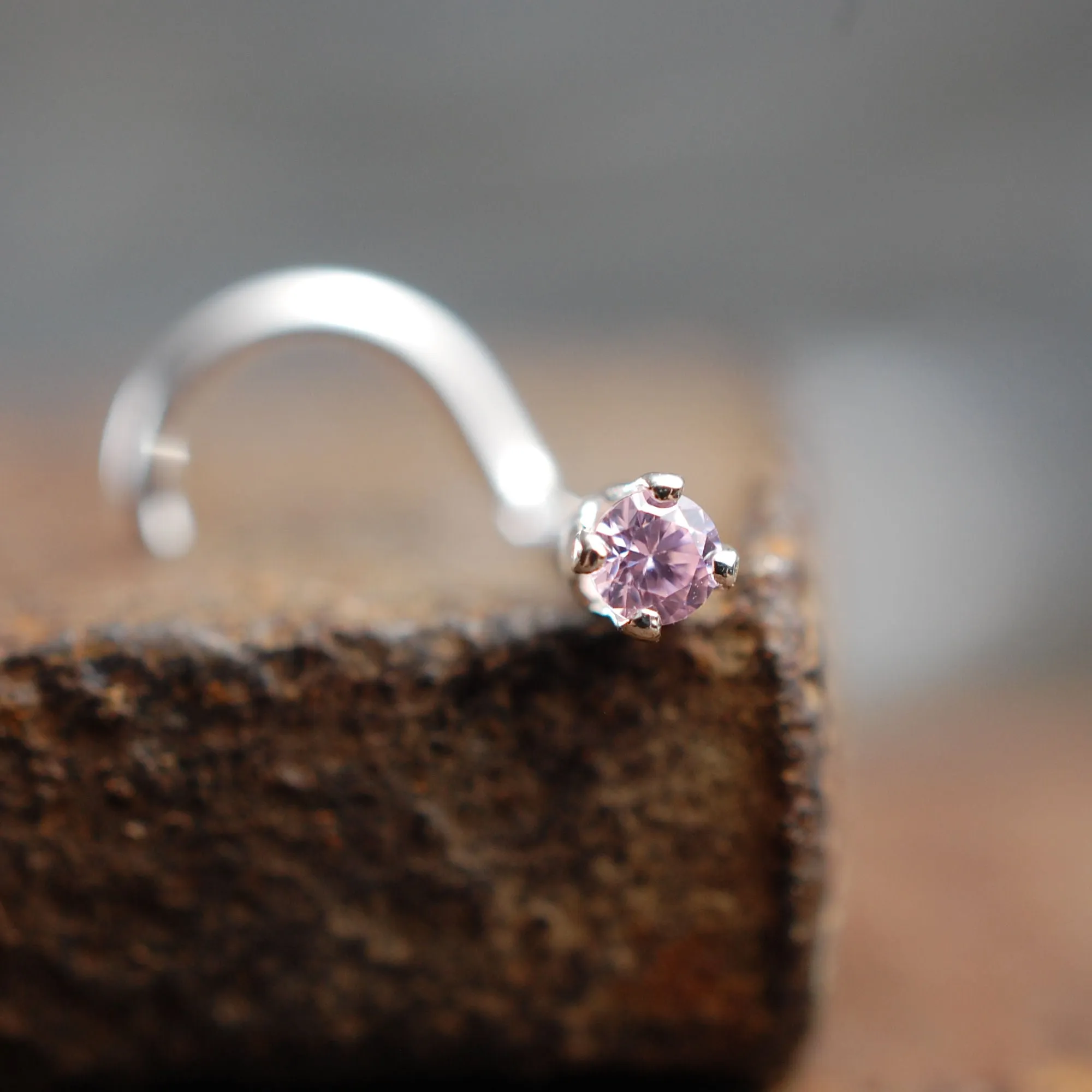 2mm Pink Zirconia Nose Stud