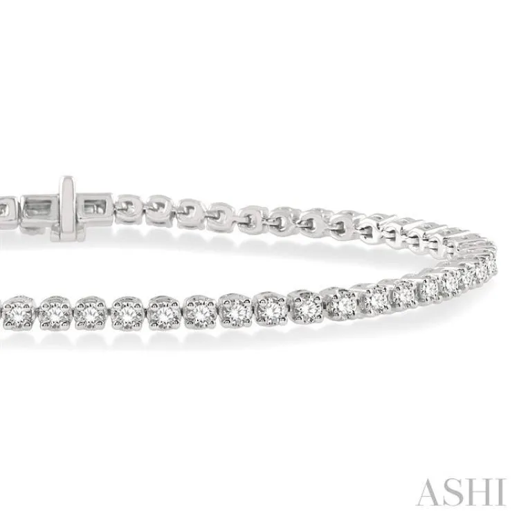 3 Ctw Round Cut Diamond Tennis Bracelet in 14K White Gold