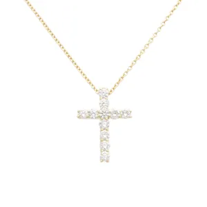 .32ct 14k Yellow Gold Diamond Cross & Chain