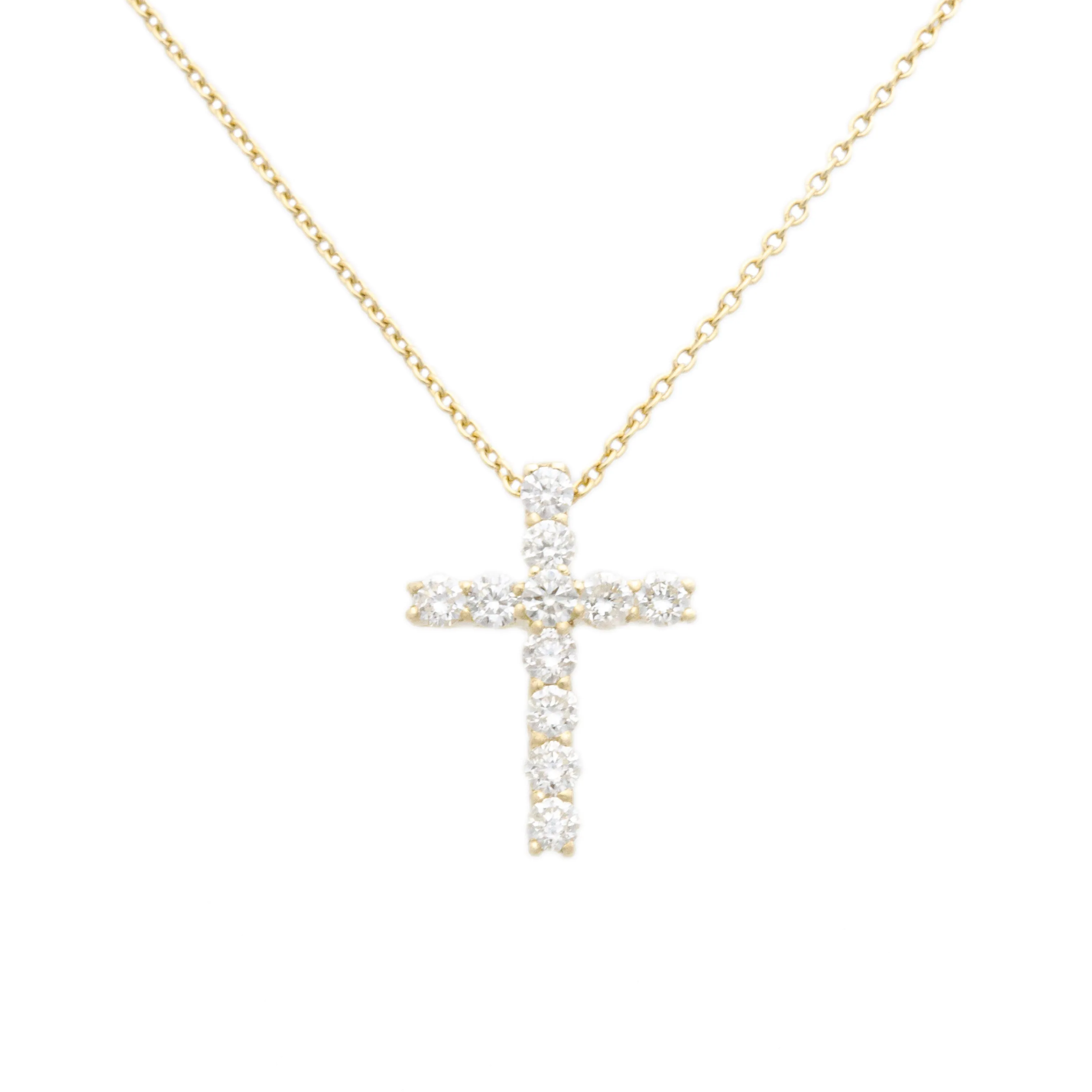 .32ct 14k Yellow Gold Diamond Cross & Chain