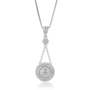 3/4 cttw Lab Grown Diamond Tear Drop Pendant Necklaces in Silver