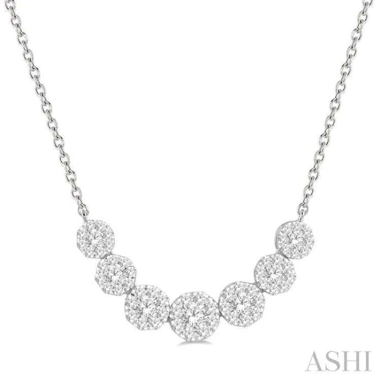 3/4 Ctw Round Cut Diamond Lovebright Necklace in 14K White Gold