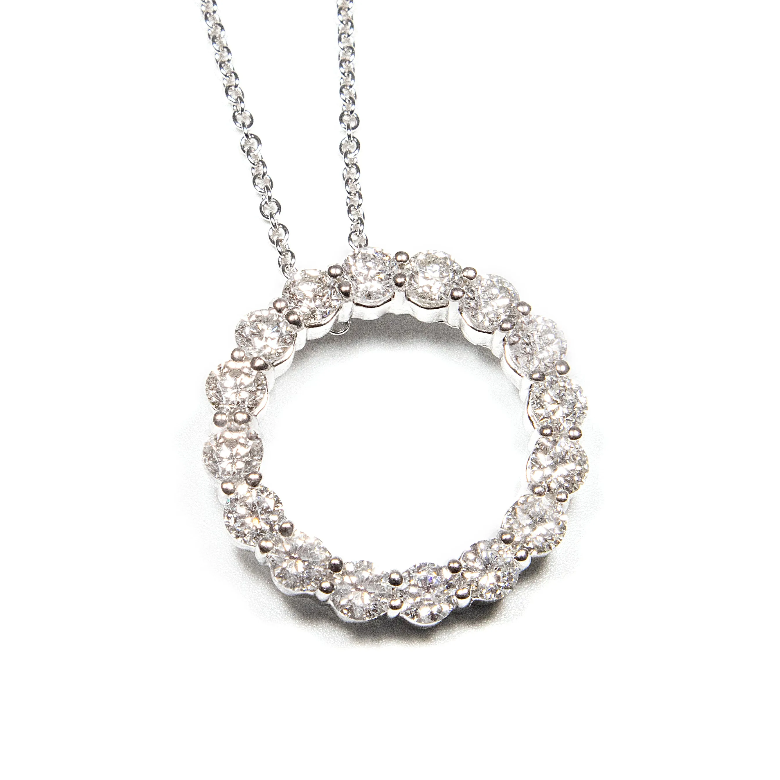 3.75ct 14k White Gold Diamond Circle Pendant