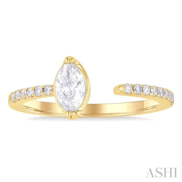 3/8 ctw Marquise and Round Cut Diamond Fashion Open Ring in 14K Yellow Gold