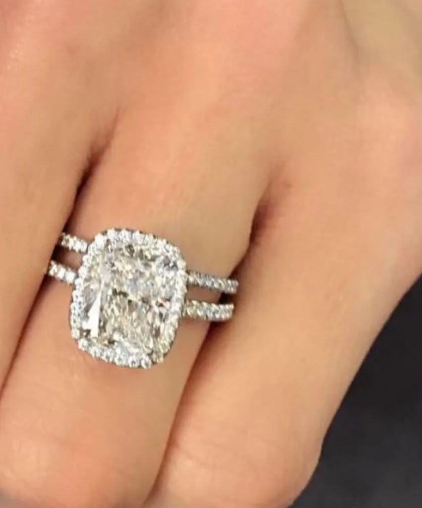 4 Carat C.E. Cushion Cut Diamond Halo Engagement Ring