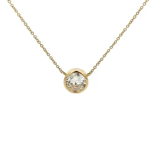 .98ct Round Brilliant Cut 14k Yellow Gold Solitaire Pendant