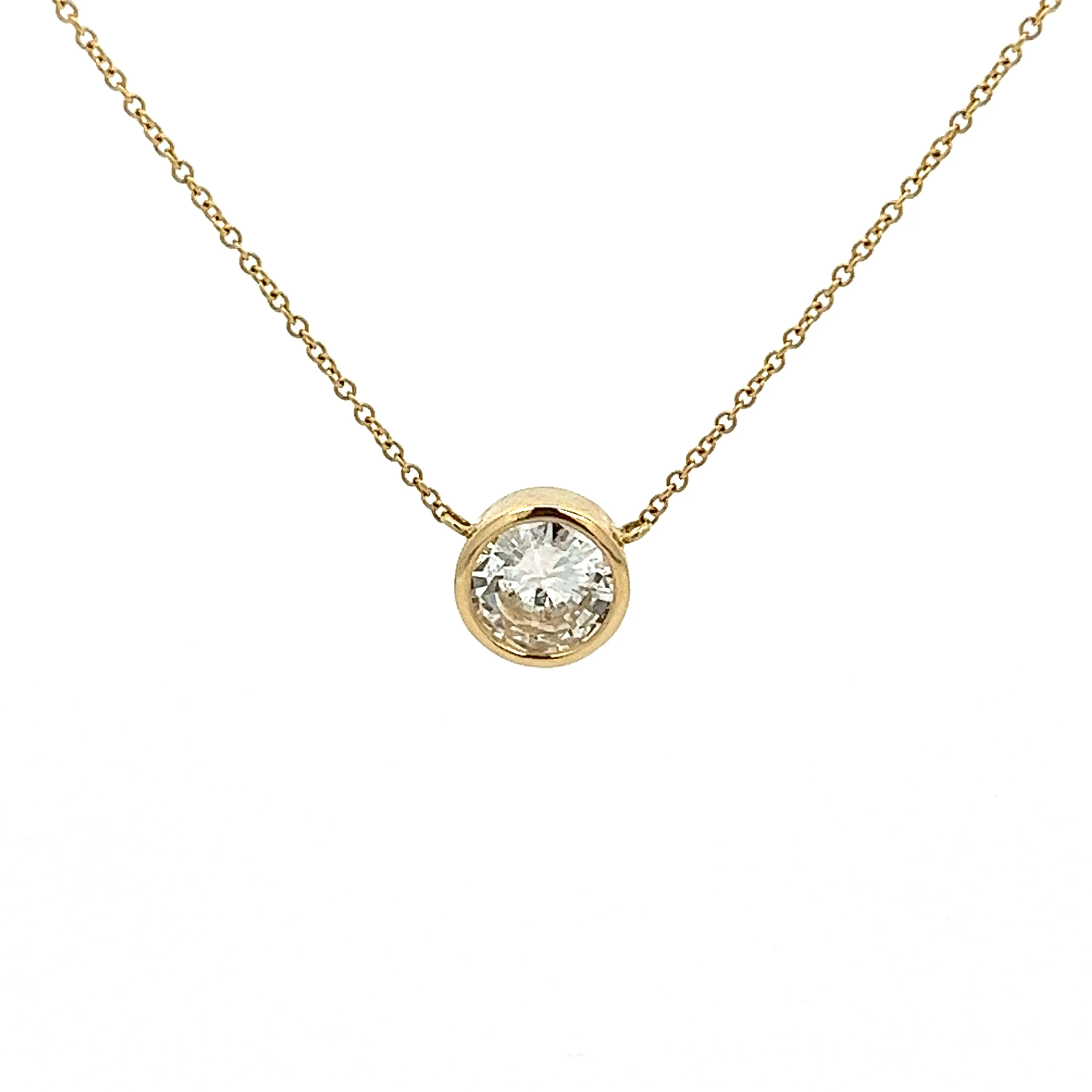 .98ct Round Brilliant Cut 14k Yellow Gold Solitaire Pendant