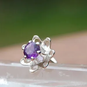 Amethyst Flower Nose Stud