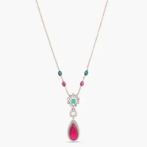 Amira Moissanites and Gemstone Silver Pendant Necklace