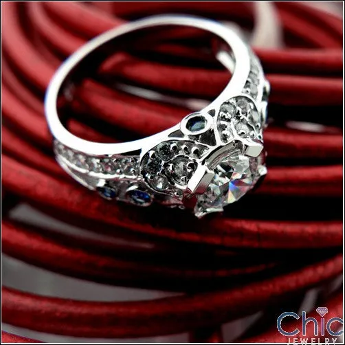 Anniversary 0.65 Round Center Bezel Pave Cubic Zirconia Cz Ring