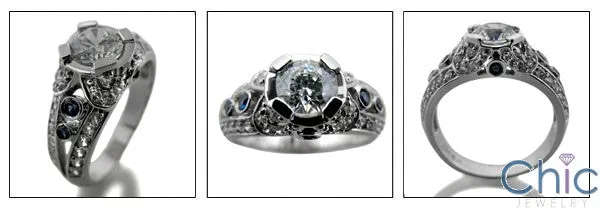 Anniversary 0.65 Round Center Bezel Pave Cubic Zirconia Cz Ring