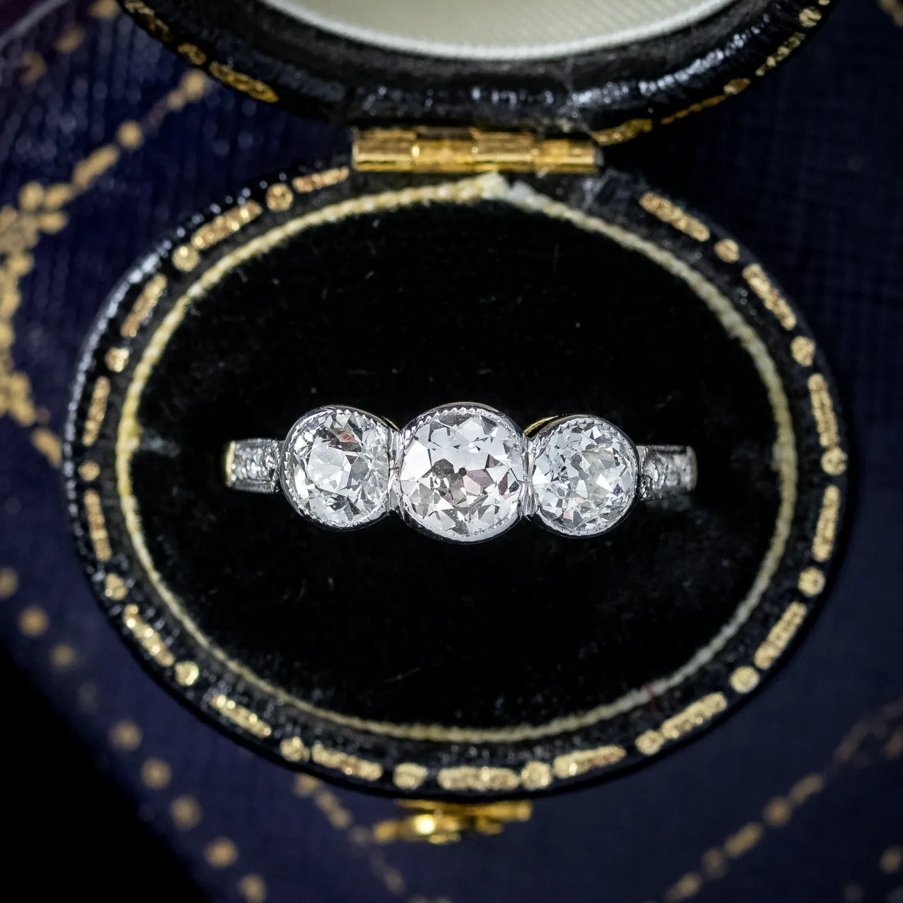 Antique Edwardian Diamond Trilogy Ring 1.7ct Total