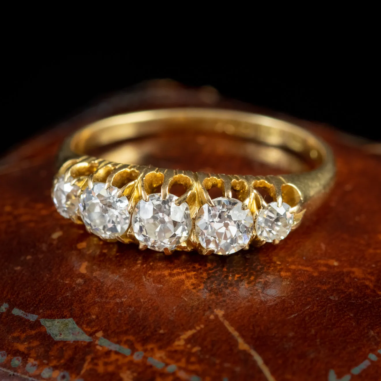 Antique Victorian Diamond Five Stone Ring 1.10Ct Of Diamond 18Ct Gold Dated 1892