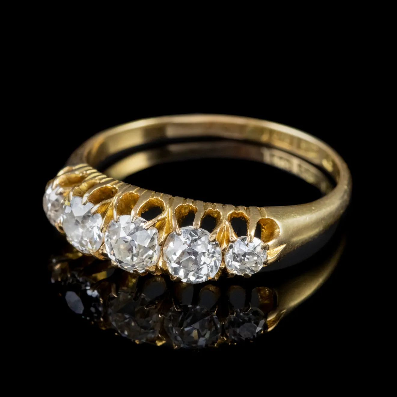 Antique Victorian Diamond Five Stone Ring 1.10Ct Of Diamond 18Ct Gold Dated 1892