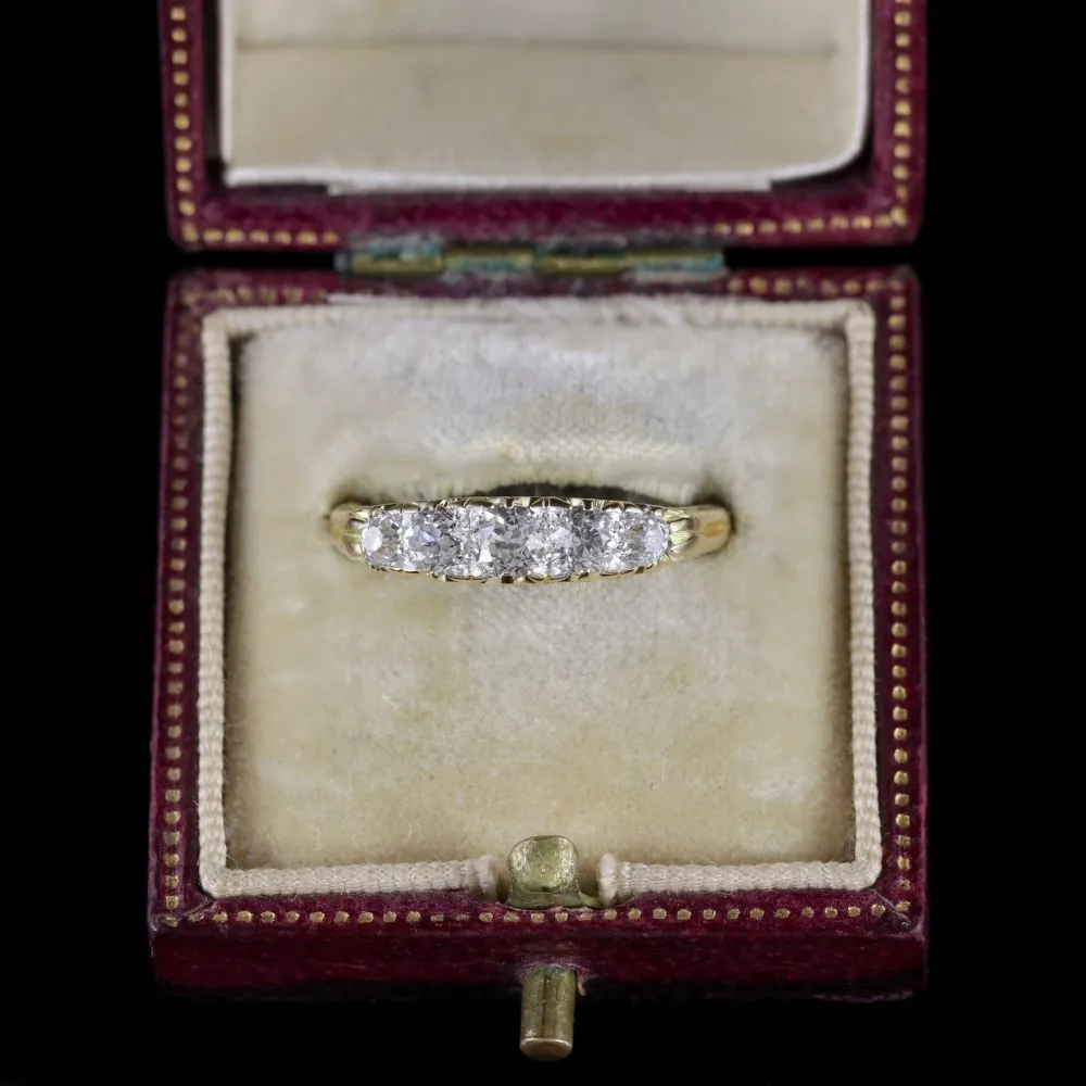 Antique Victorian Pave Set Diamond Ring Five Stone 18Ct Circa 1880