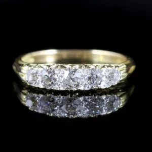 Antique Victorian Pave Set Diamond Ring Five Stone 18Ct Circa 1880