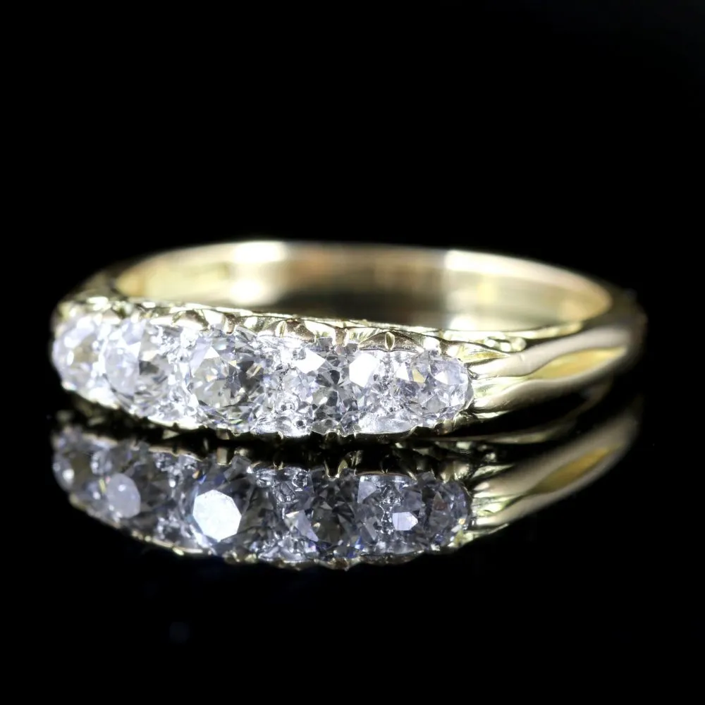 Antique Victorian Pave Set Diamond Ring Five Stone 18Ct Circa 1880