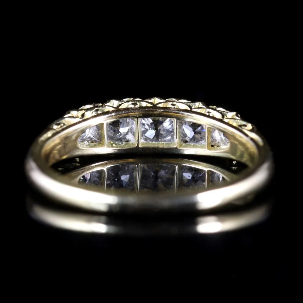 Antique Victorian Pave Set Diamond Ring Five Stone 18Ct Circa 1880