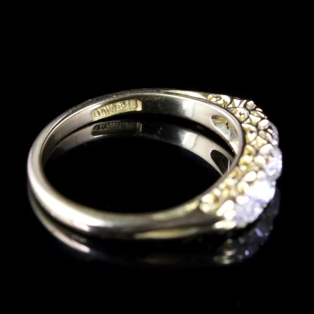 Antique Victorian Pave Set Diamond Ring Five Stone 18Ct Circa 1880