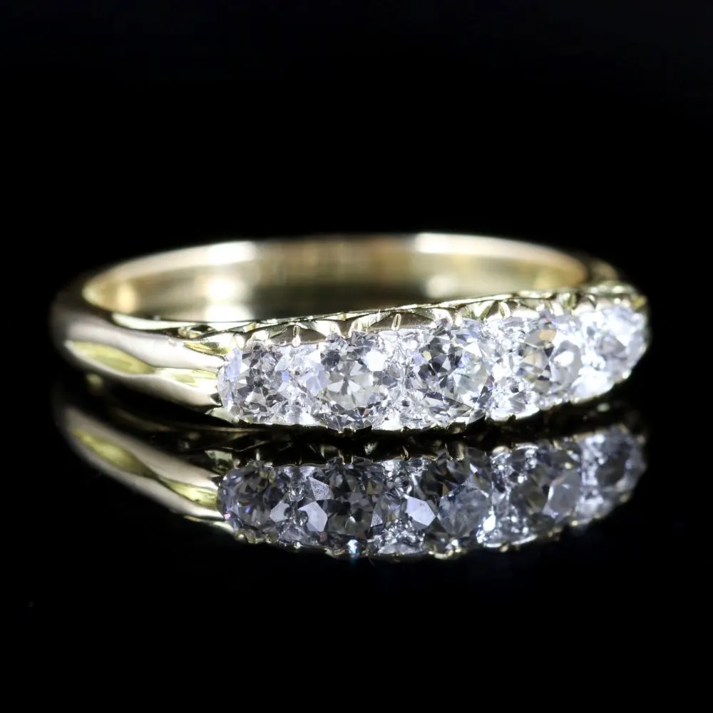 Antique Victorian Pave Set Diamond Ring Five Stone 18Ct Circa 1880