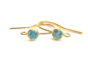 aquamarine cubic zirconia ,14KGF ear wire with ring , 14K gold fill , SKU# 4006425M3