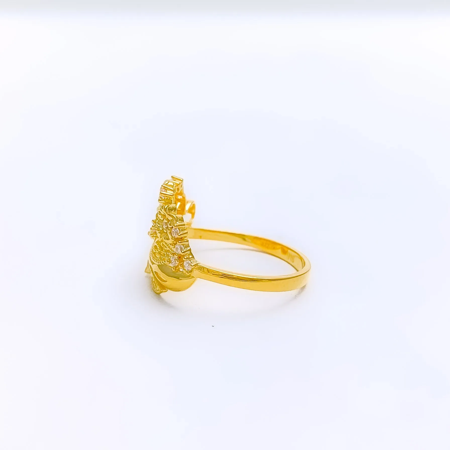 Attractive Floral Bouquet 22K Gold CZ Ring