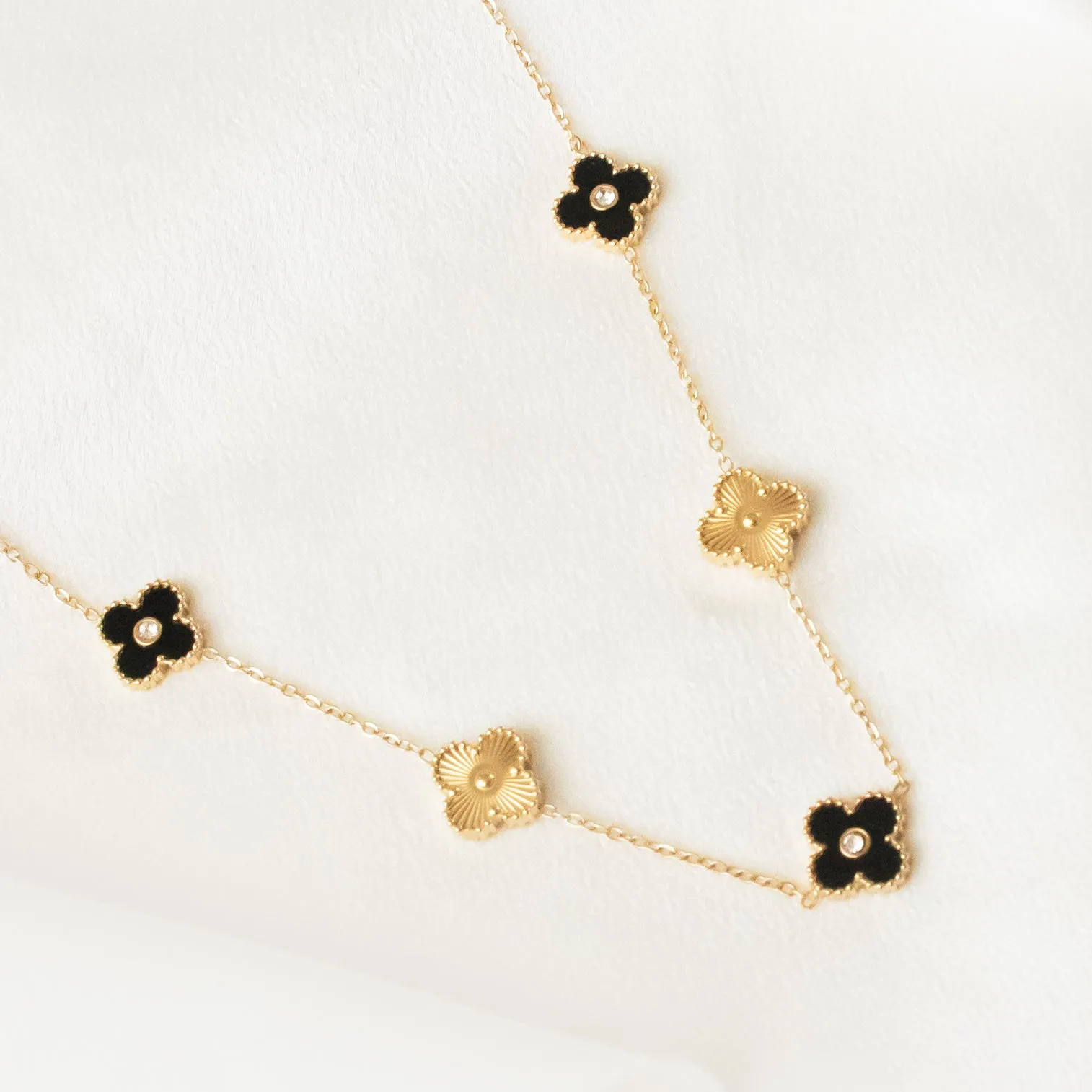 Black & Gold Clover Necklace