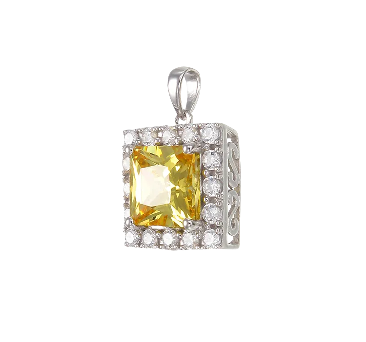 Brilliant Yellow Pendant with Halo