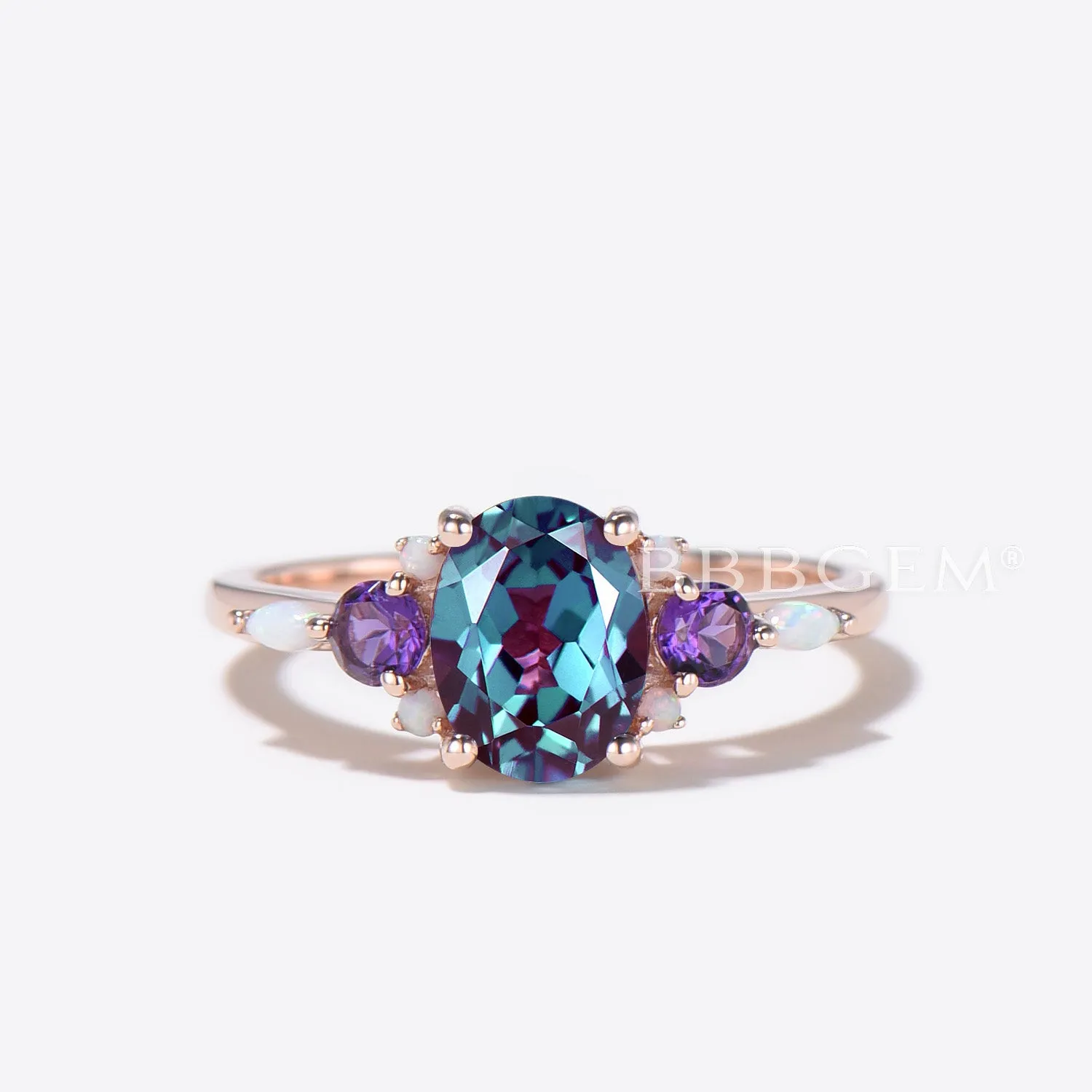 Butterfly Alexandrite Engagement Ring Set Cluster Amethyst Ring