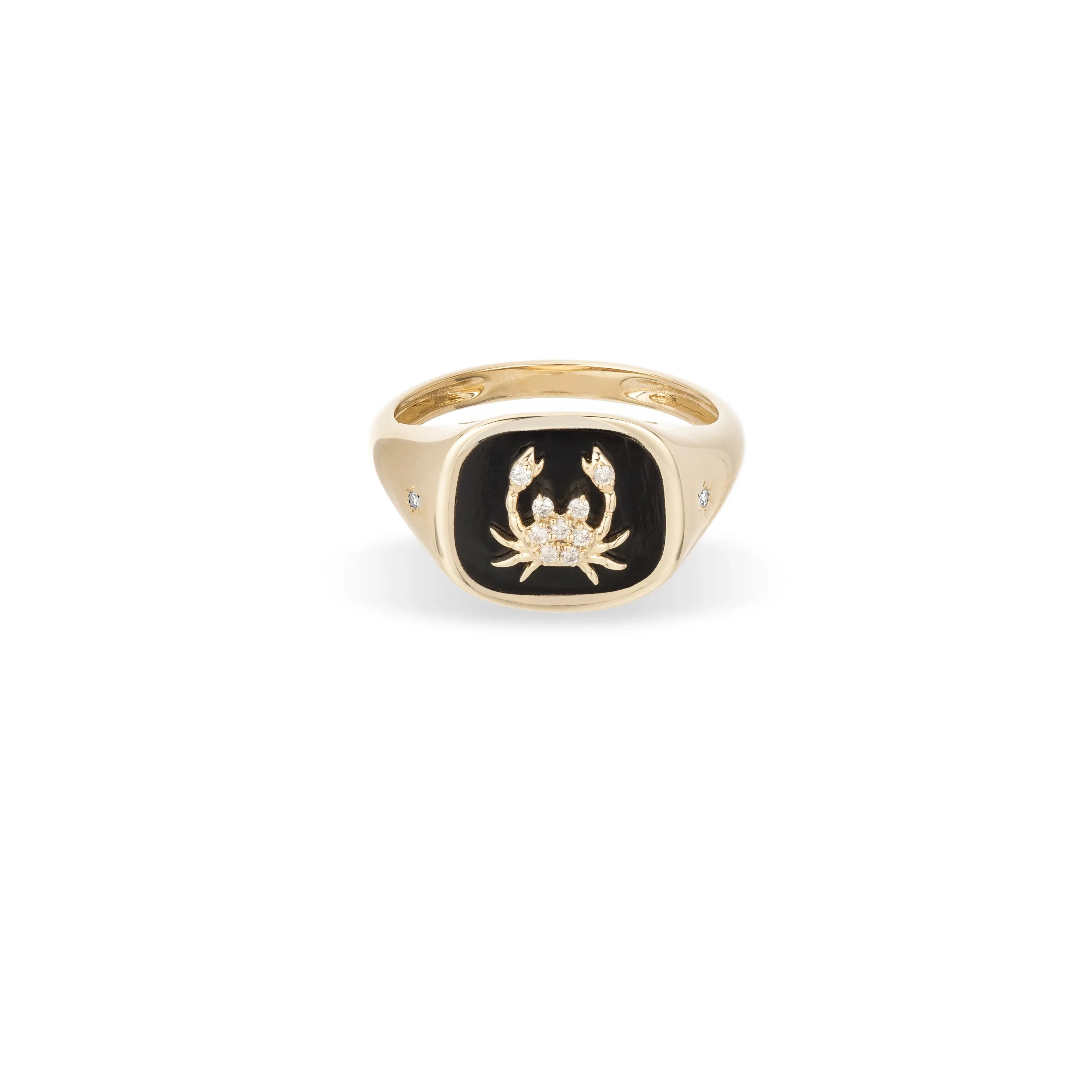 Ceramic & Diamond Zodiac Signet Ring