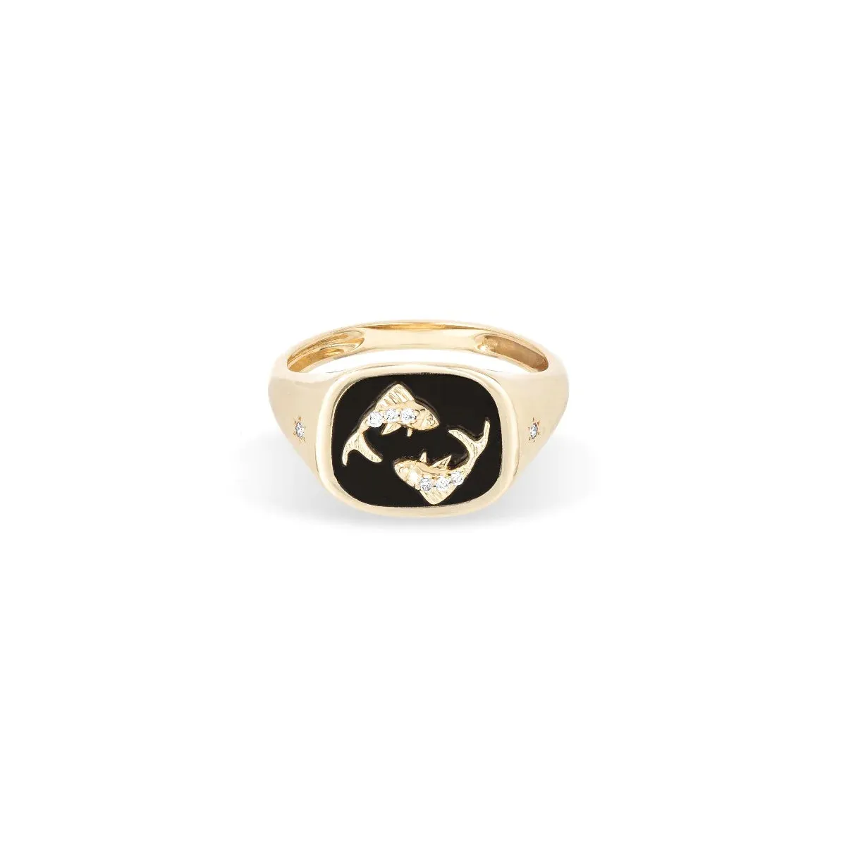 Ceramic & Diamond Zodiac Signet Ring