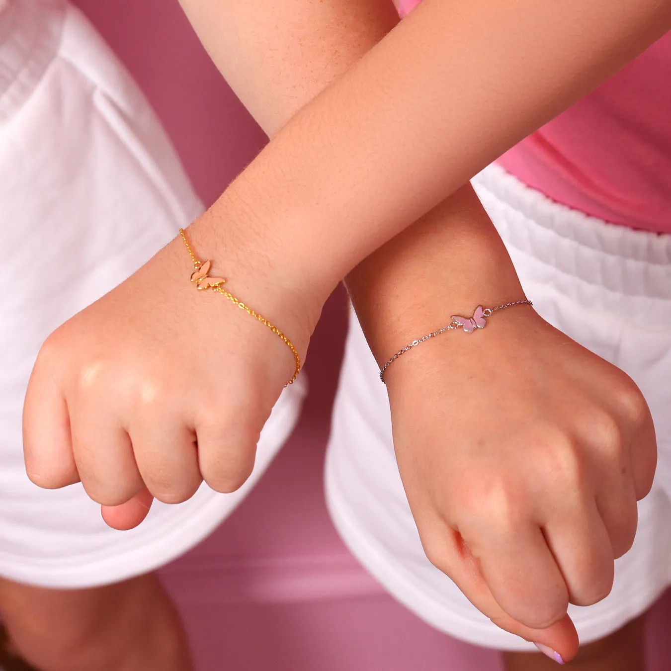 Children's Butterfly Friendship Bracelets - Yellow Gold