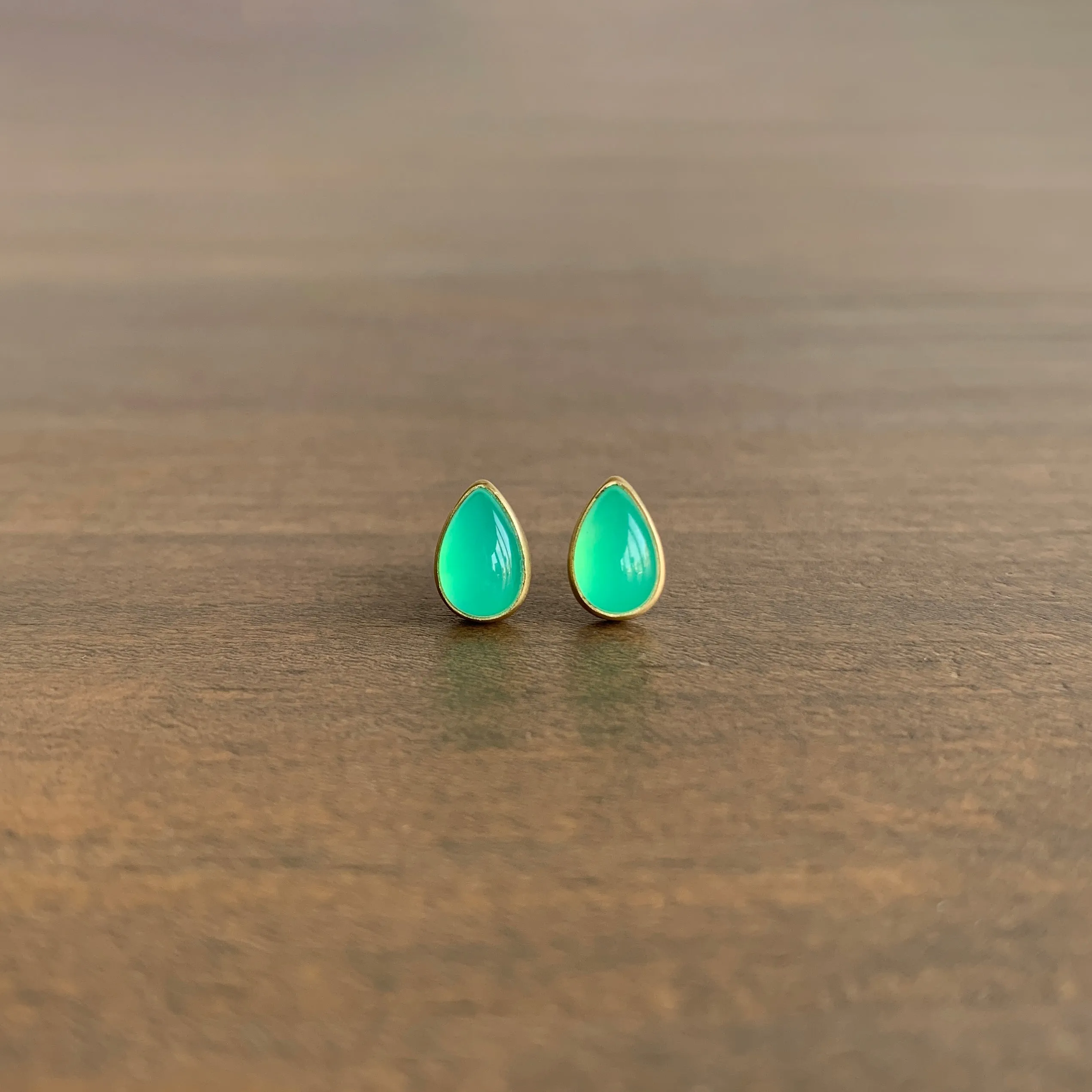 Chrysoprase Teardrop Stud Earrings