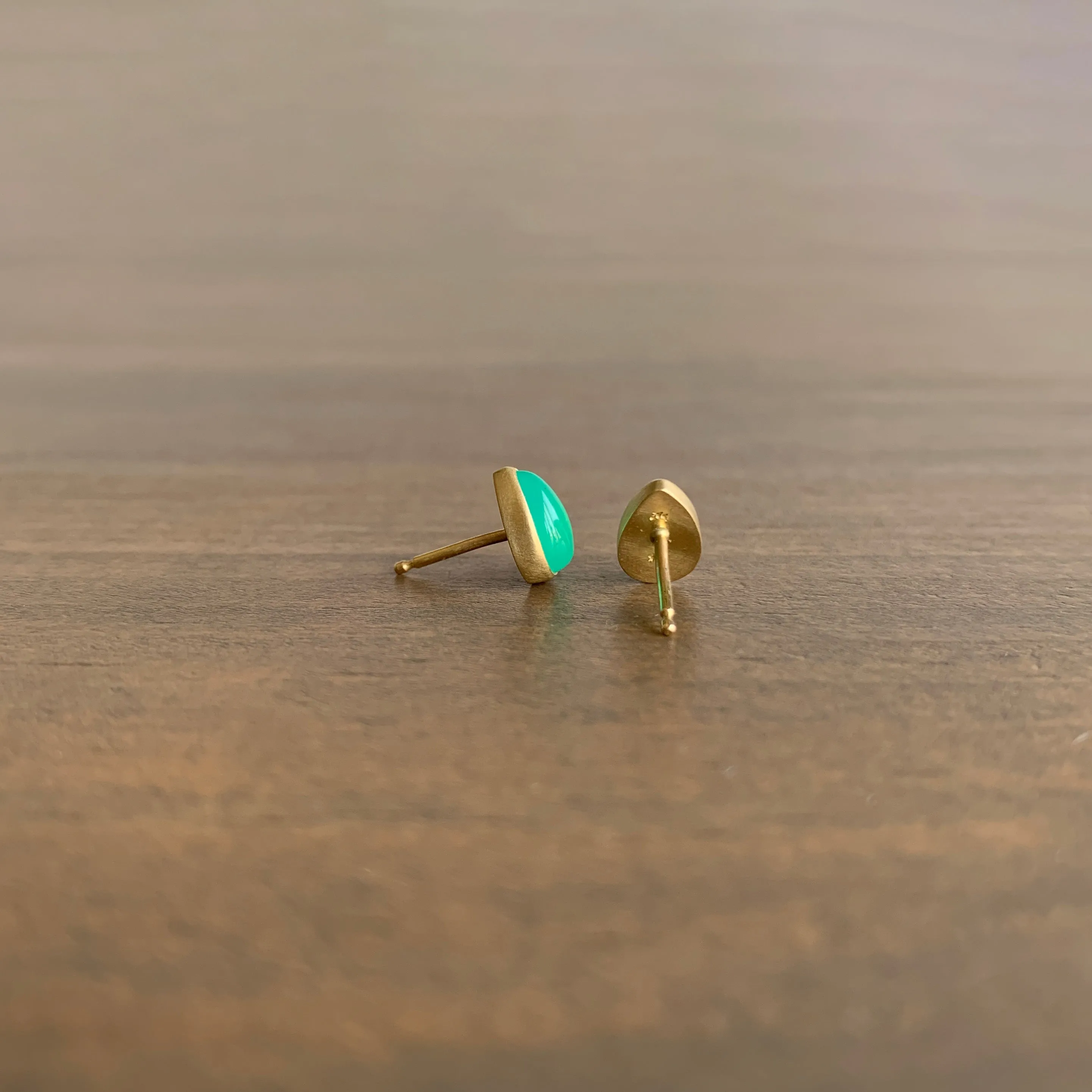 Chrysoprase Teardrop Stud Earrings