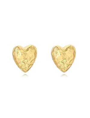 Corinne Heart Studs, Gold Plated