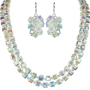 Crystal Ice Necklace & Earrings Set (Sterling Silvertone/Crystal AB)