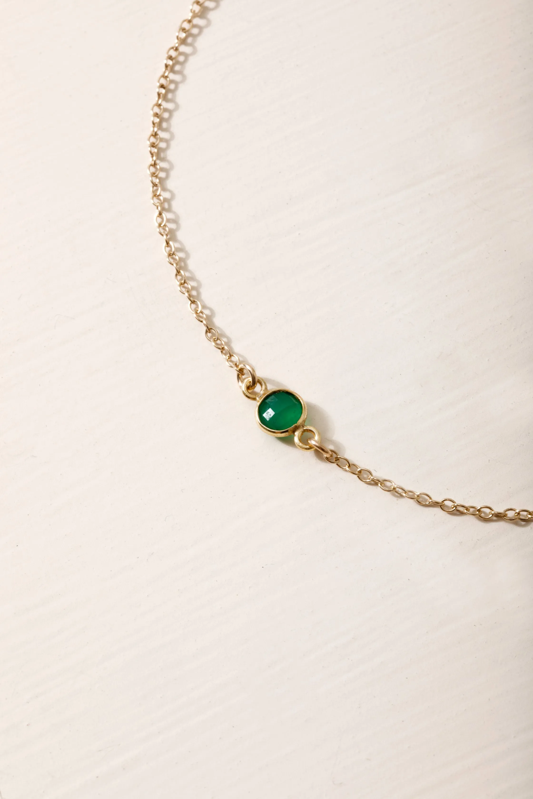 Dainty Gemstone Choker - Green Onyx