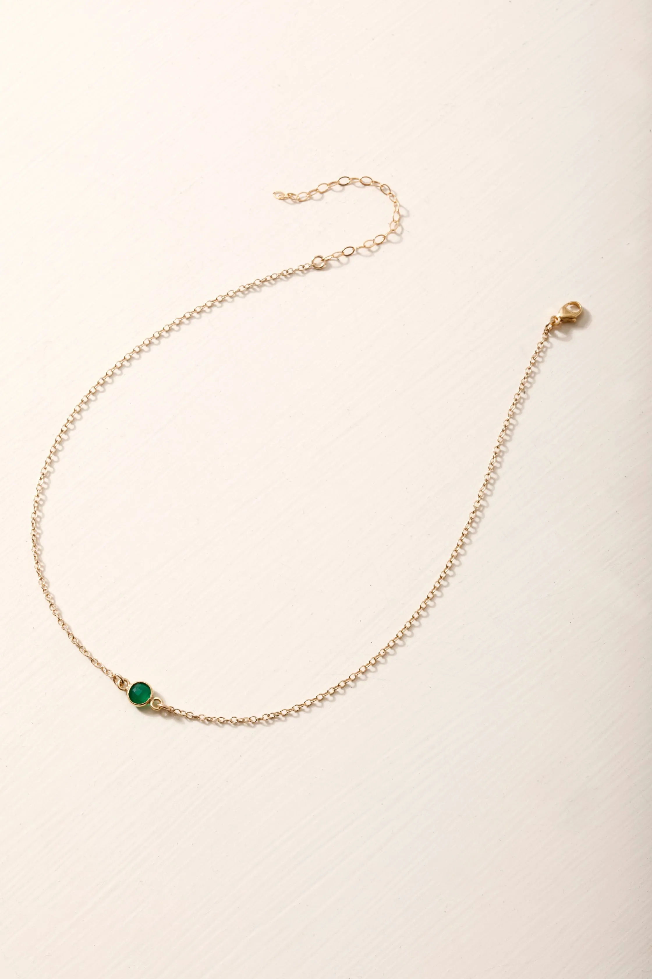 Dainty Gemstone Choker - Green Onyx