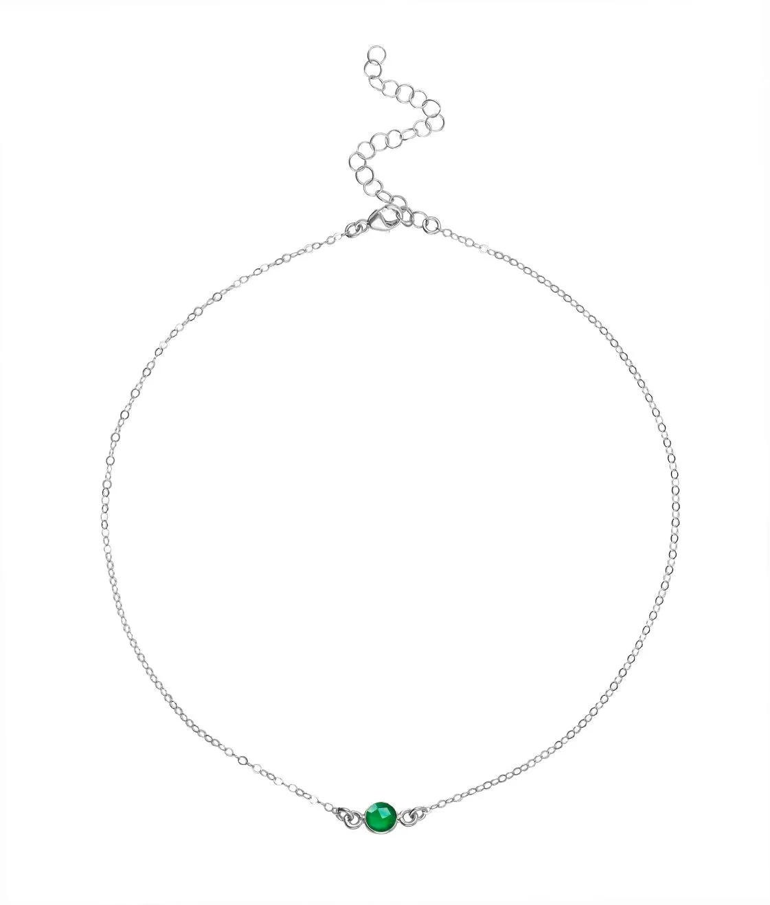 Dainty Gemstone Choker - Green Onyx