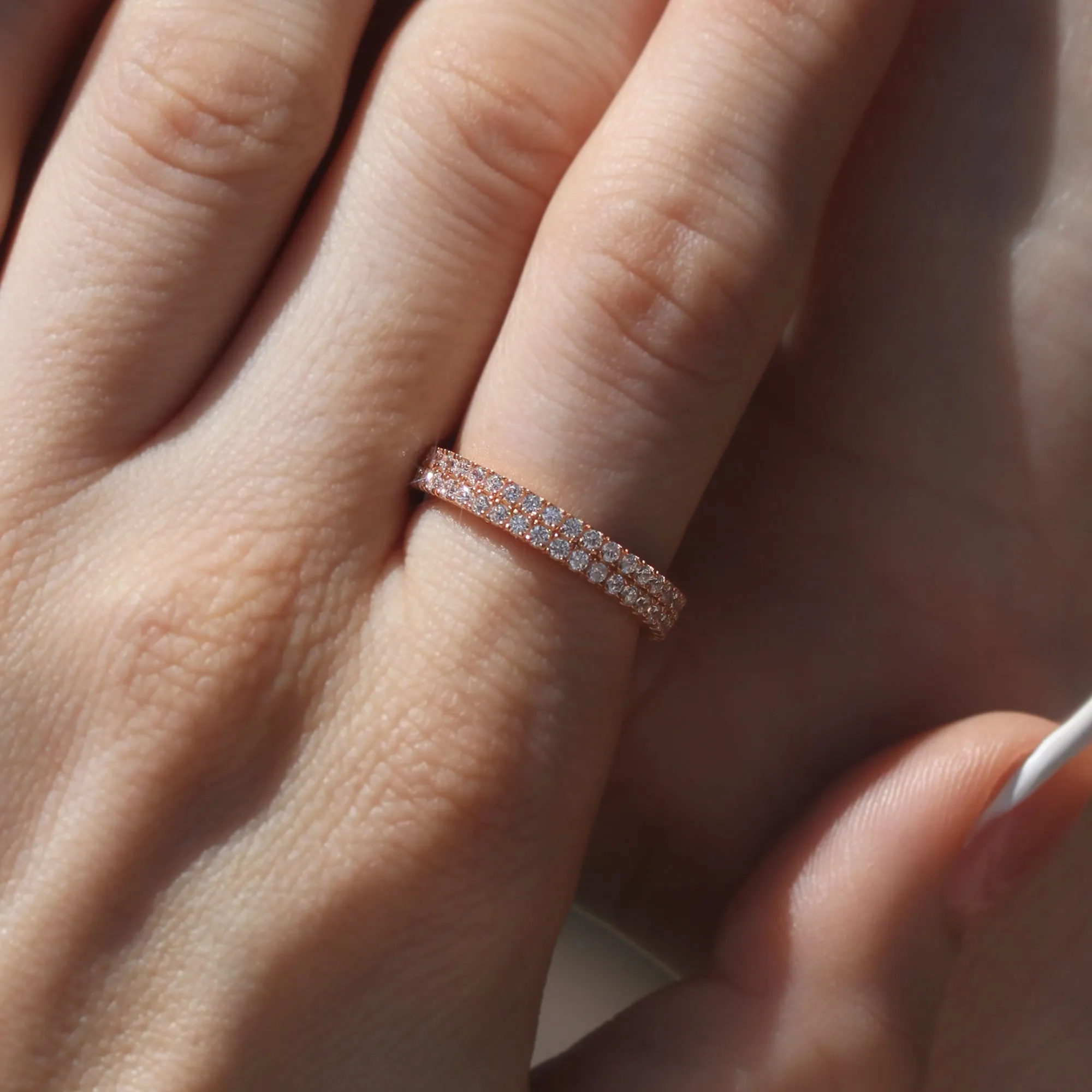 Dazzling Dual-Row Eternity Band