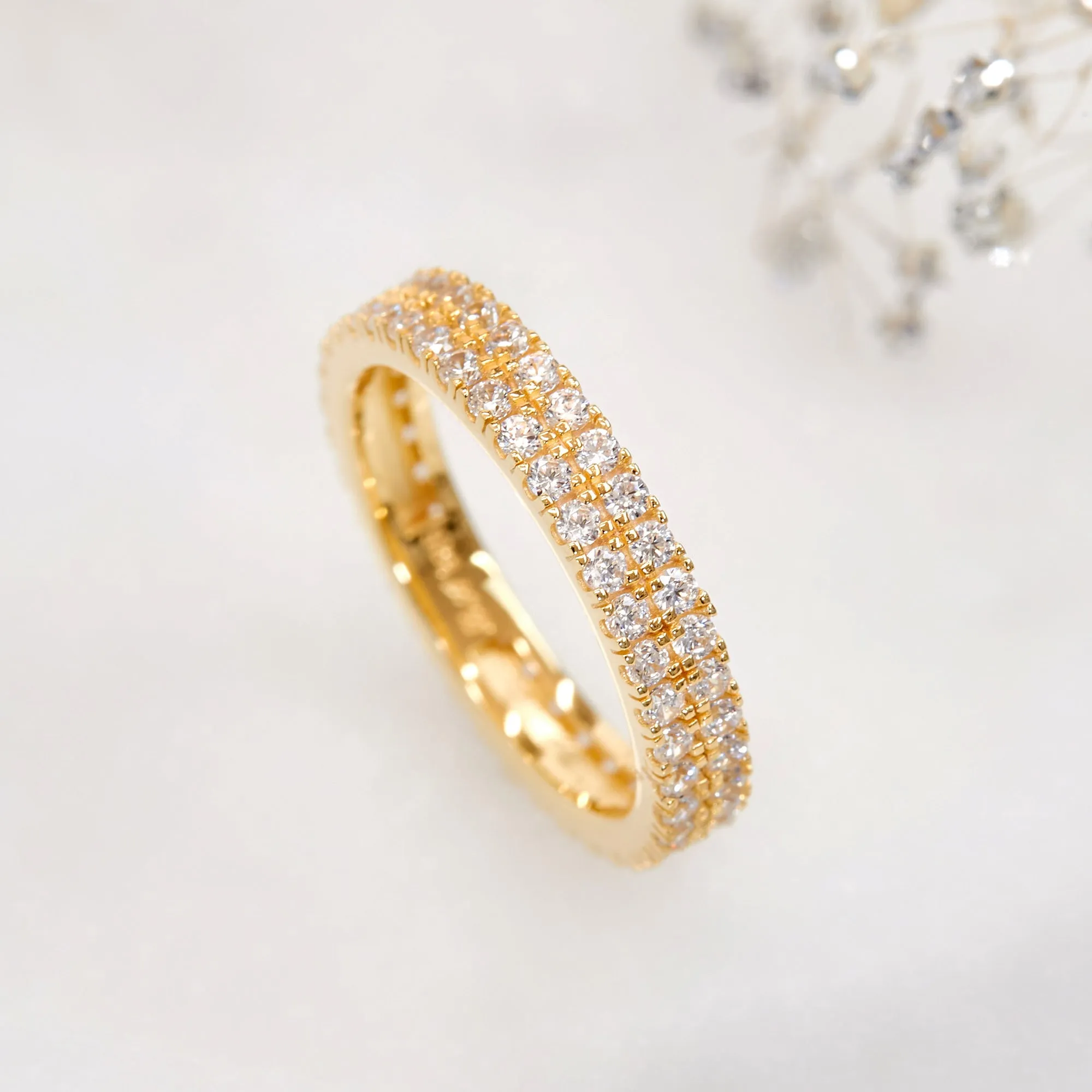 Dazzling Dual-Row Eternity Band