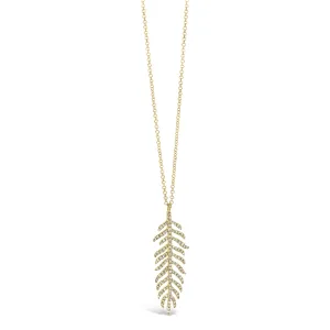 Diamond Feather Pendant Necklace