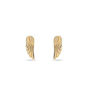 Diamond Goddess Wings Earrings - 14 karat gold diamond earring studs, diamonds 0.08ct