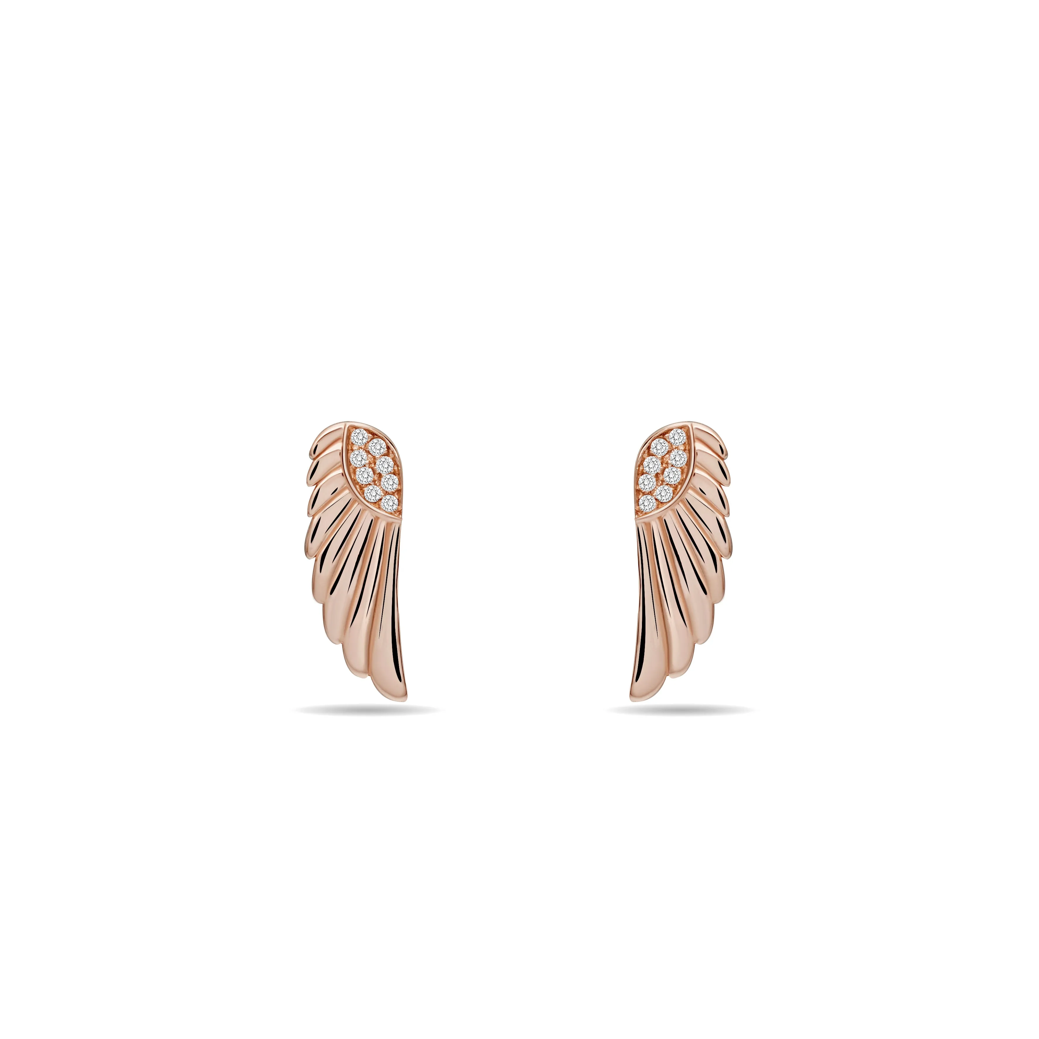 Diamond Goddess Wings Earrings - 14 karat gold diamond earring studs, diamonds 0.08ct