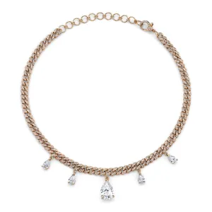 DIAMOND PEAR DROP MINI LINK CHOKER