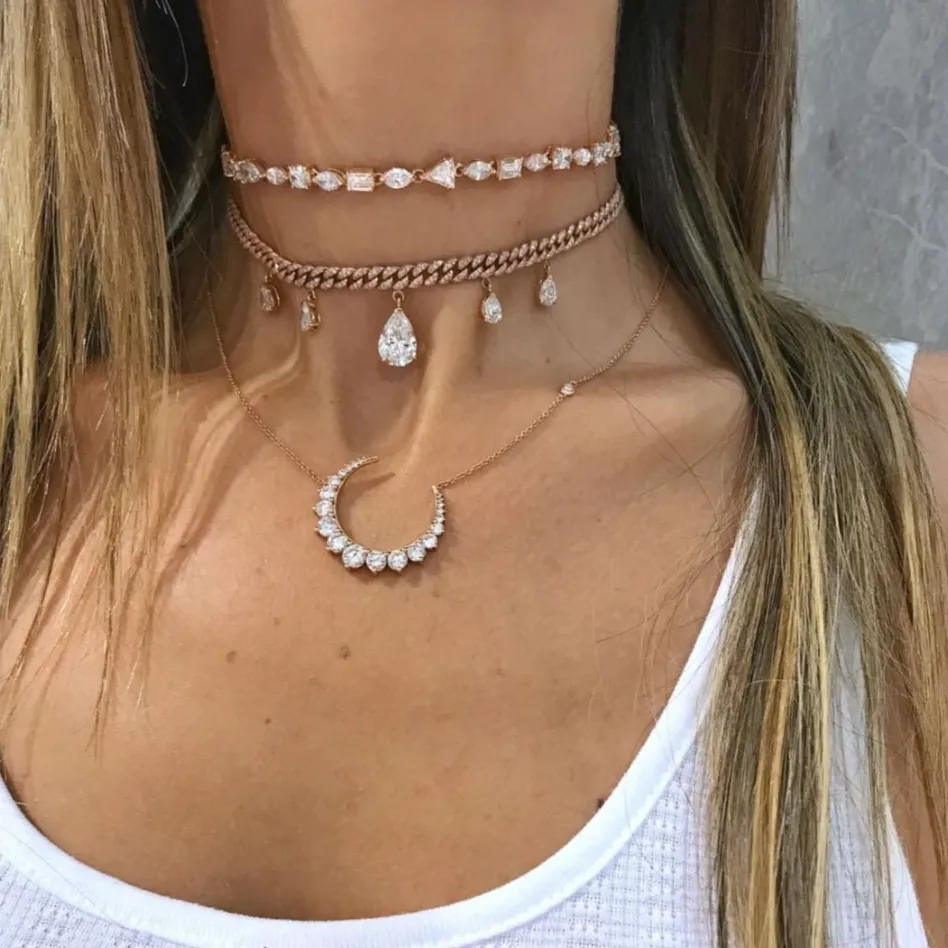 DIAMOND PEAR DROP MINI LINK CHOKER